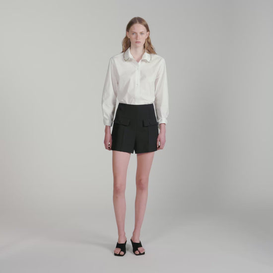 Ema Jewel collar shirt White