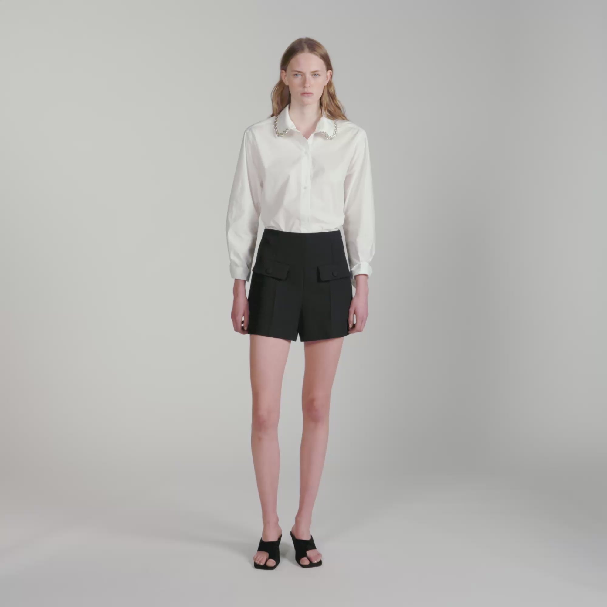 Ema Jewel collar shirt White