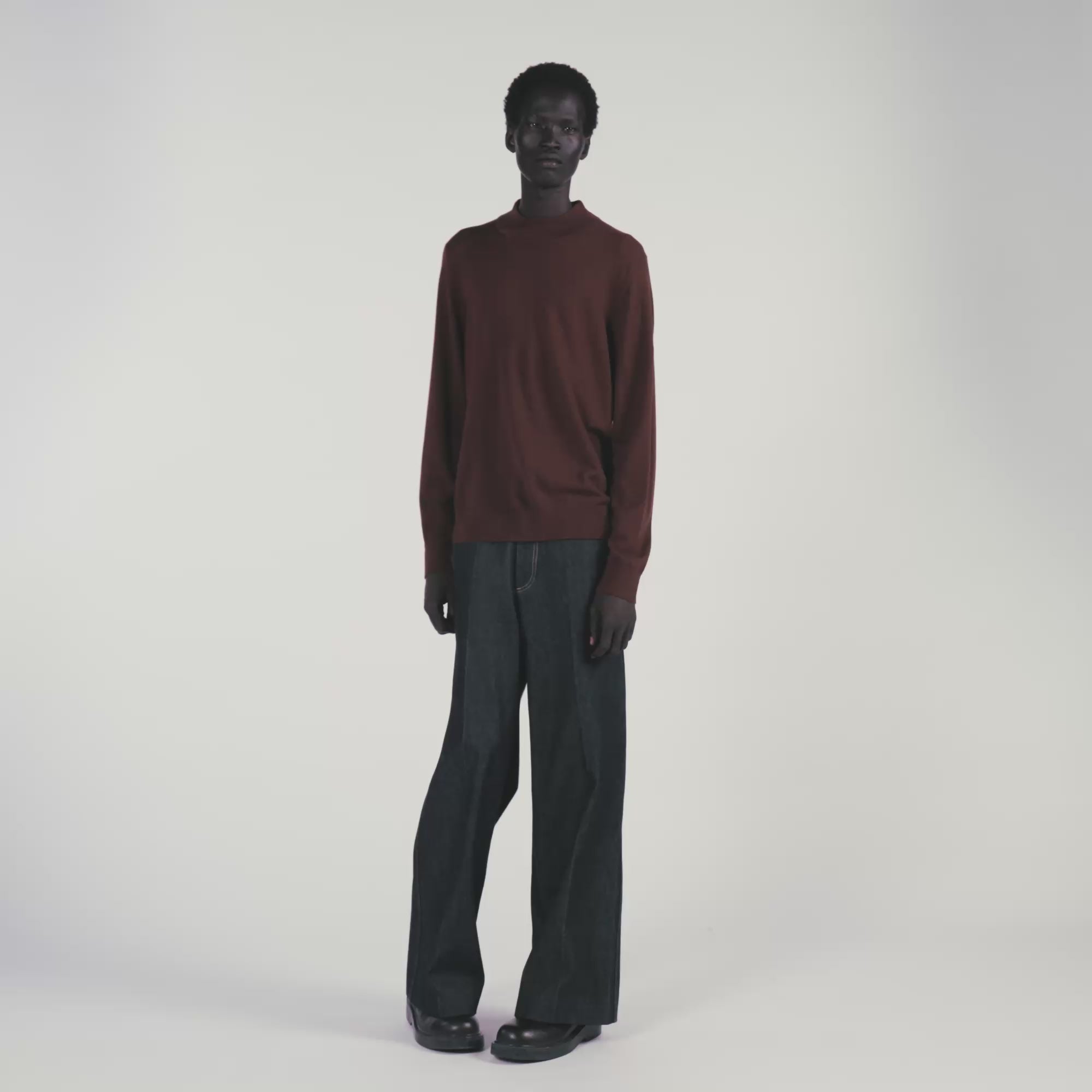 Industrial Wool jumper with high neck Cognac