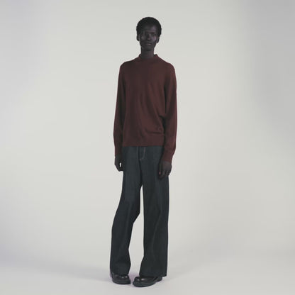 Industrial Wool jumper with high neck Cognac