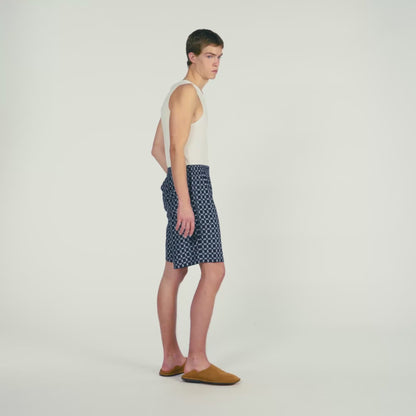 Catena Short Link Print Floaty Shorts Navy Blue