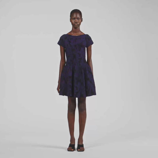Gala Floral jacquard knit dress Midnight Blue