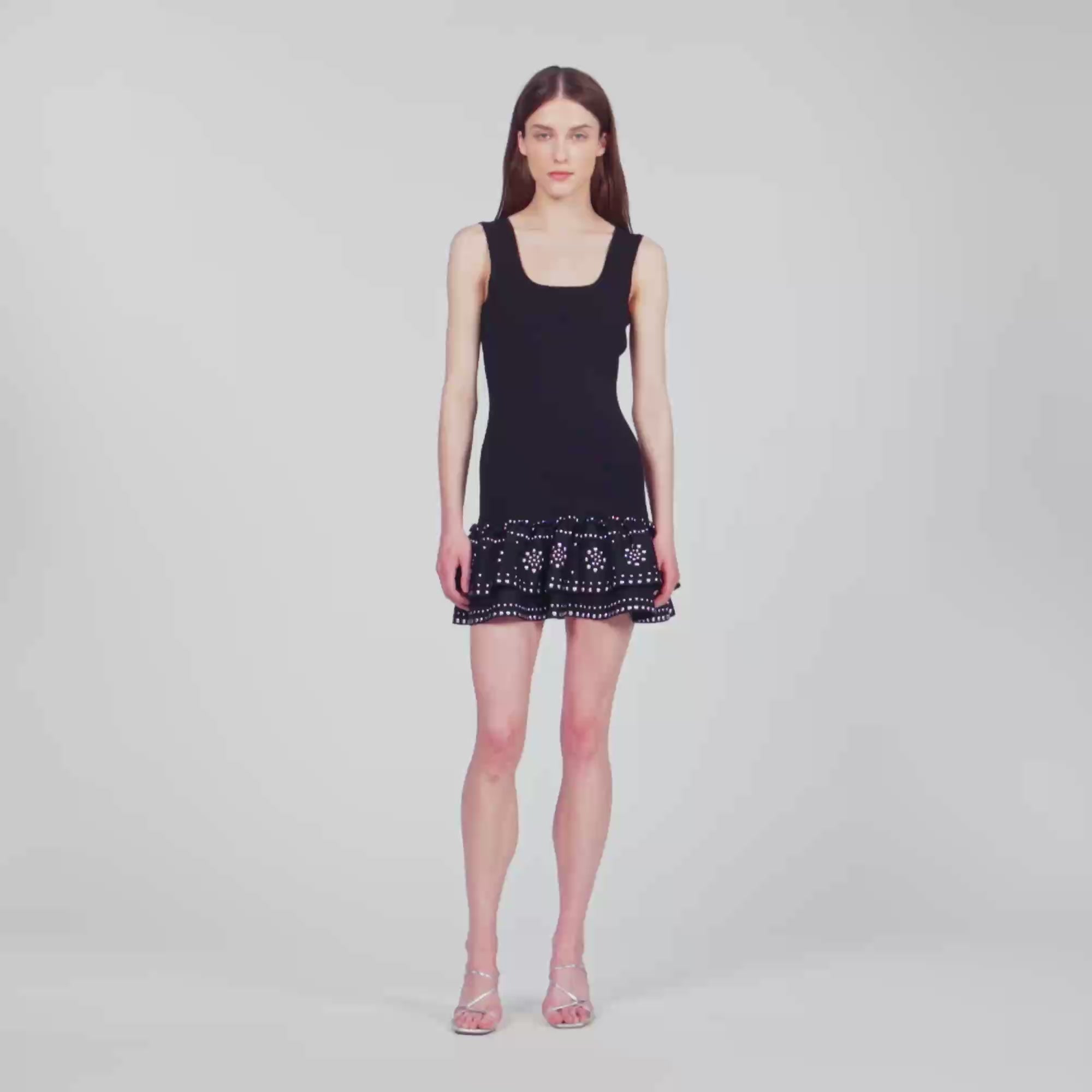Dalya Short knit dress with studs Black