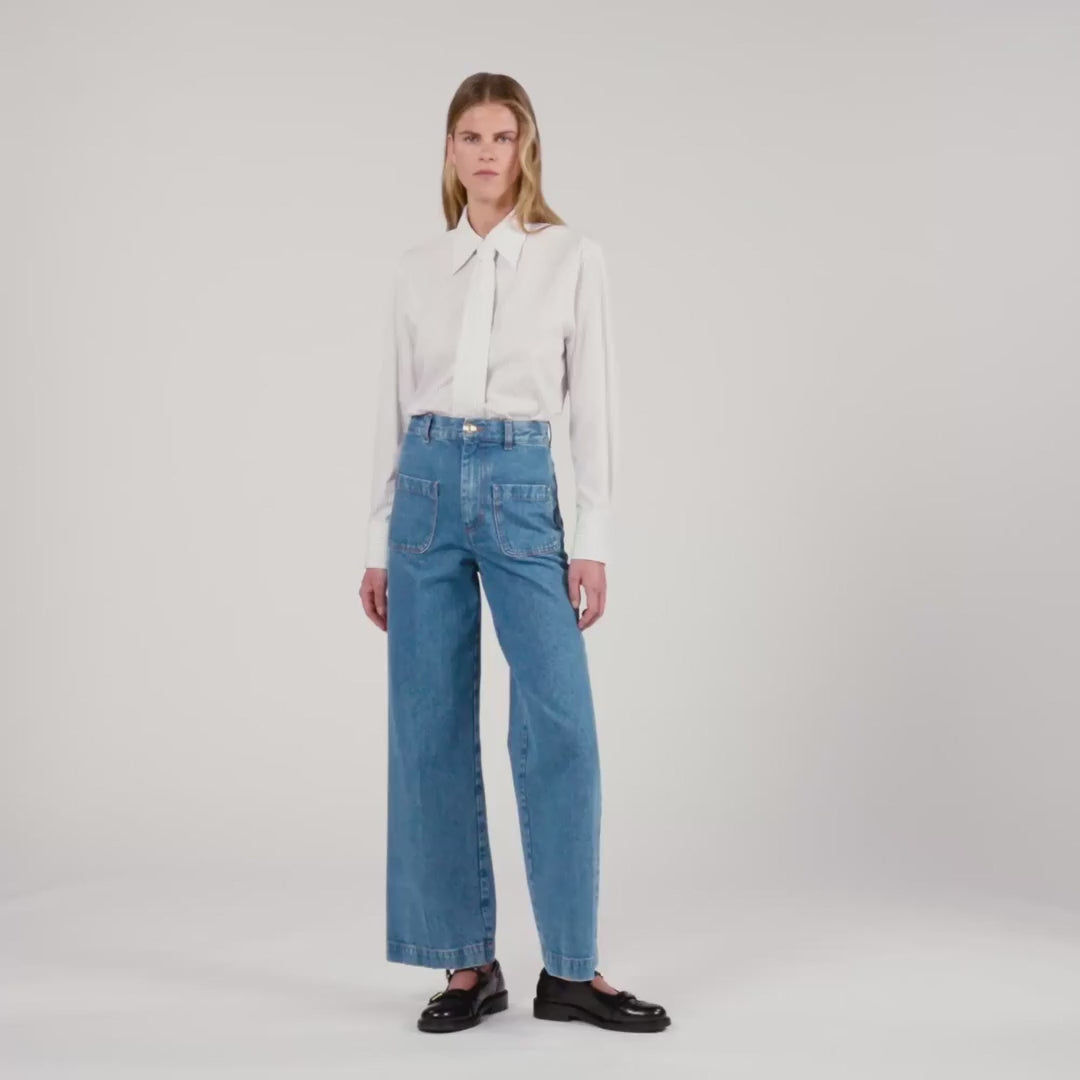 Logan Wide-Leg High-Rise Jeans Blue Jean