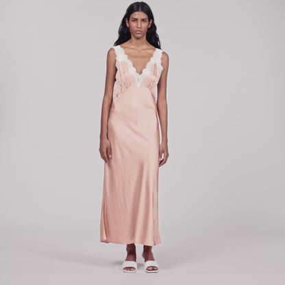 Limonara Rhinestone Lingerie-Style Dress Nude