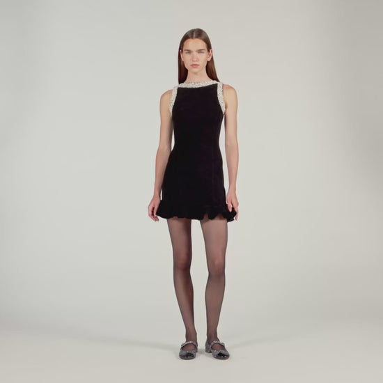 Divina Short Beaded Dress Black