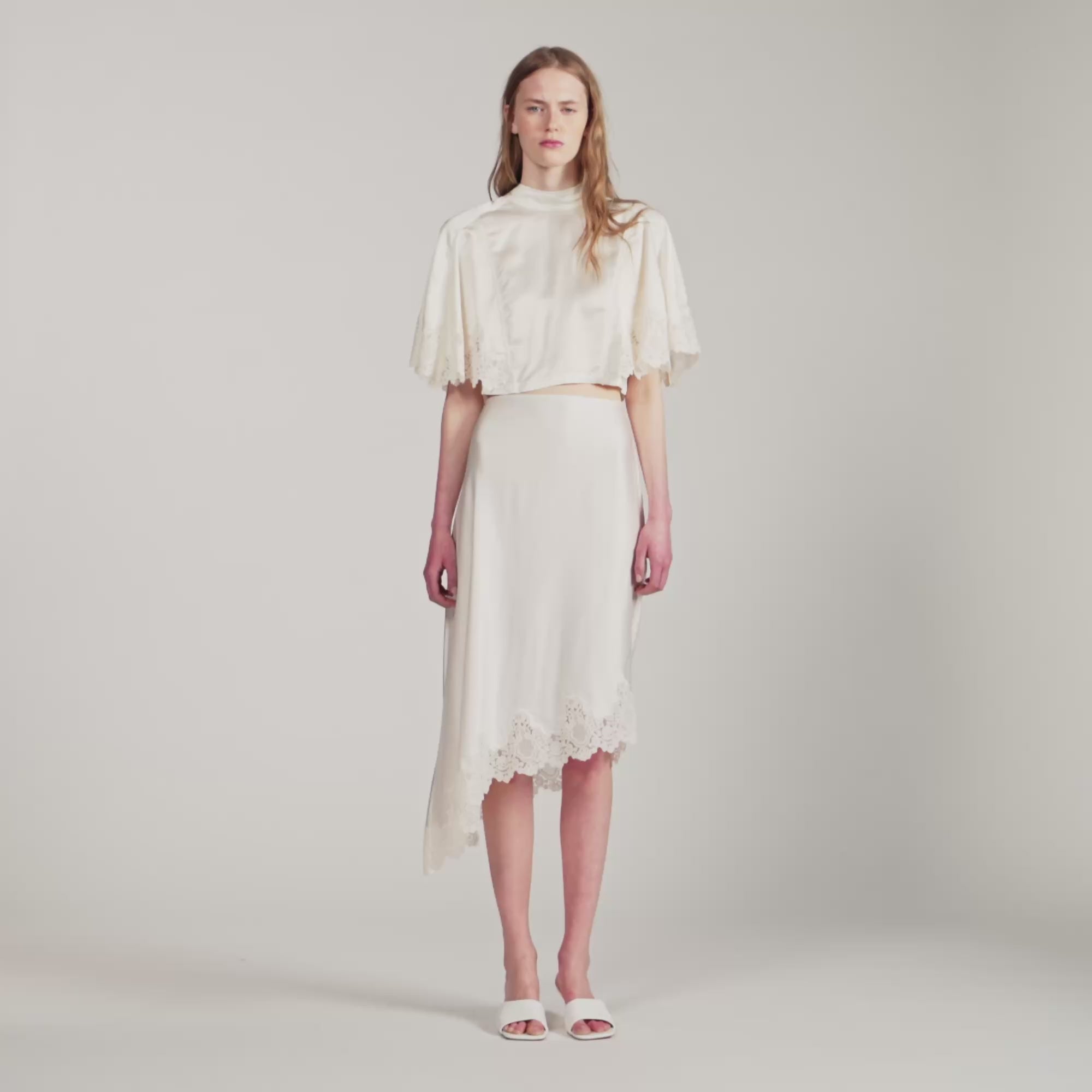 Plume  Knit Skirt Ecru