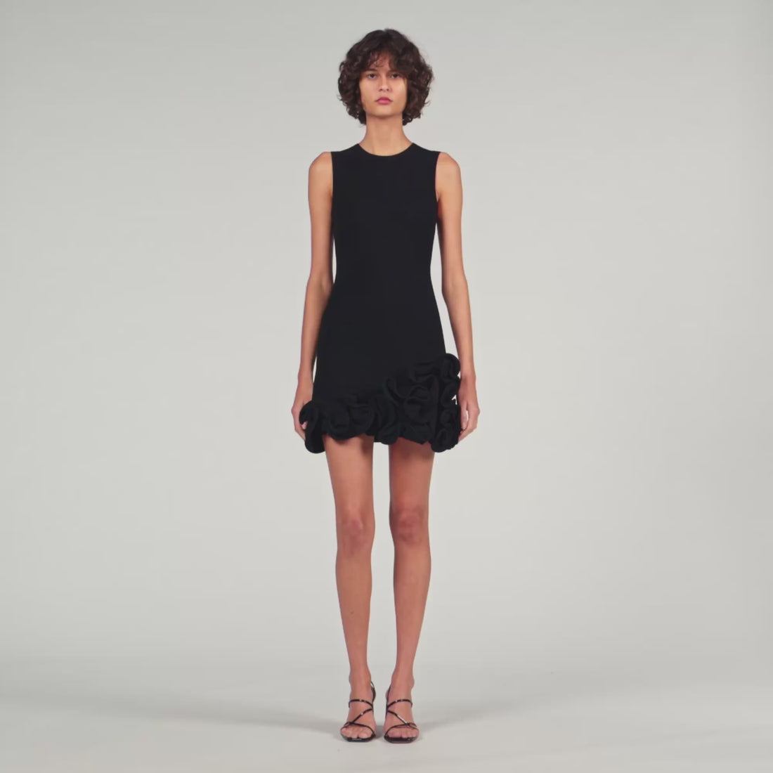 black dress with flower Chloe Floral Knit Short pregnancy style Spring/Summer Olympia Dress Color:Black and Yellow