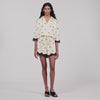 Odyssae Cropped Floral Embroidered Shirt Vanilla