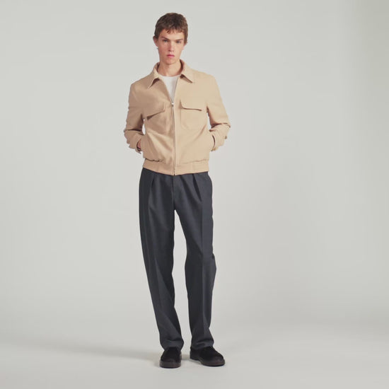 New Fifties Waffle-Effect Zip-Up Jacket Cappucino
