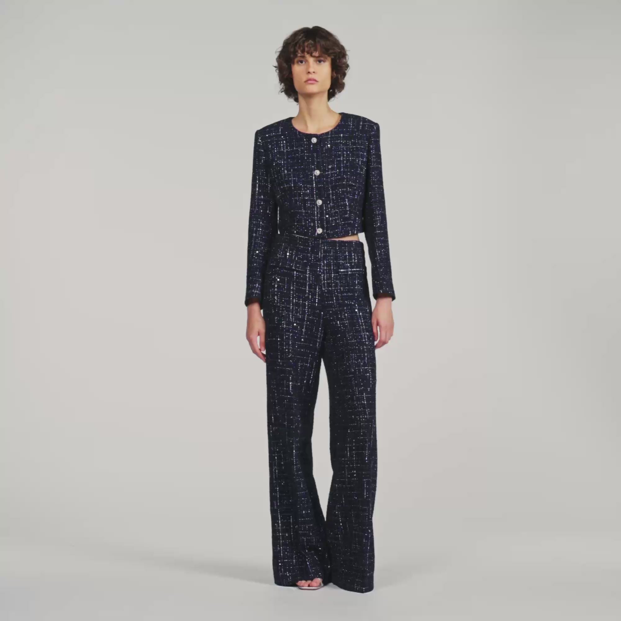 Ophelie Decorative tweed jacket Blue