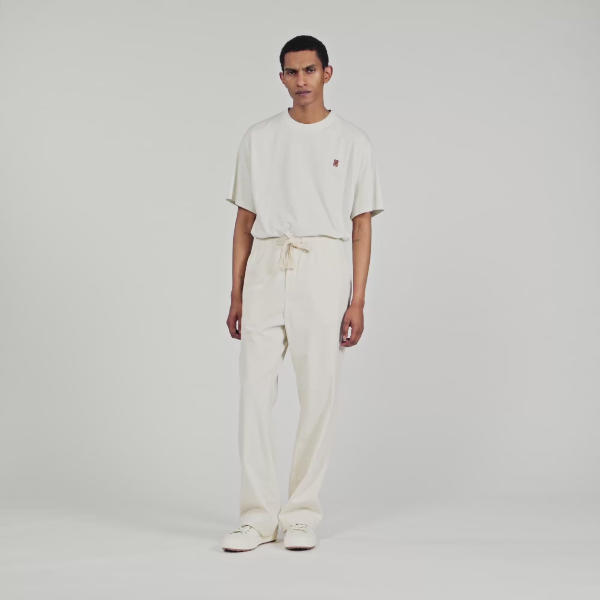 Rope Pant Wide-Leg Elasticated Cotton Trousers Butter Cream