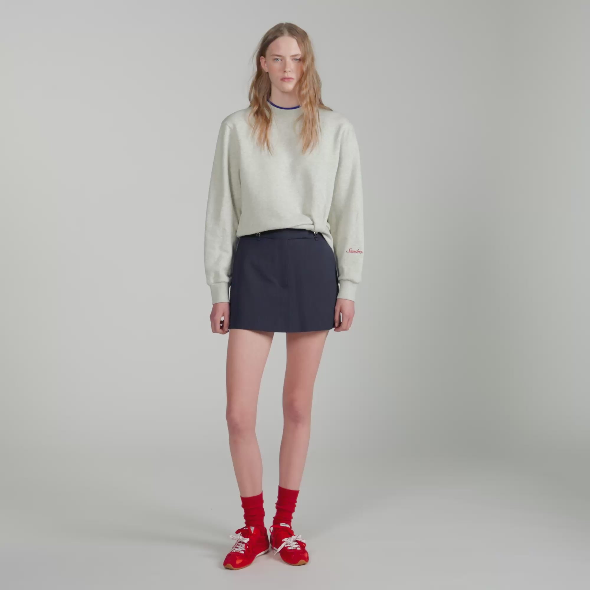 Altheora Striped wool skort Navy Blue