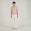 Pablo V Short-Sleeved V-Neck Polo Shirt Beige