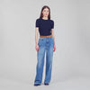 Ingrid Ribbed Short-Sleeved Jumper Navy Blue