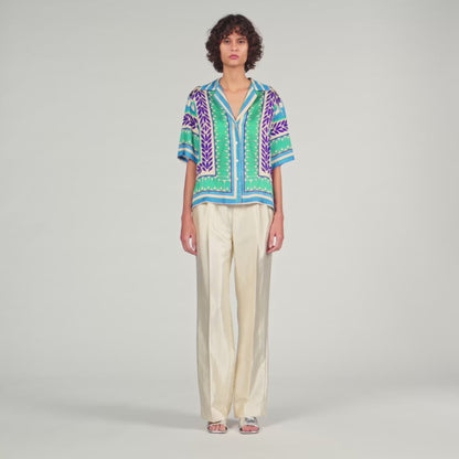 Solange Flower Print Shirt Green / Purple