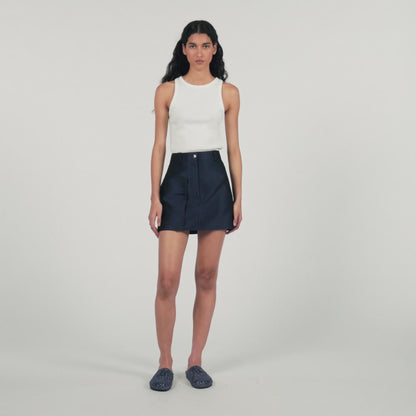 Satin Short Skirt Midnight Blue