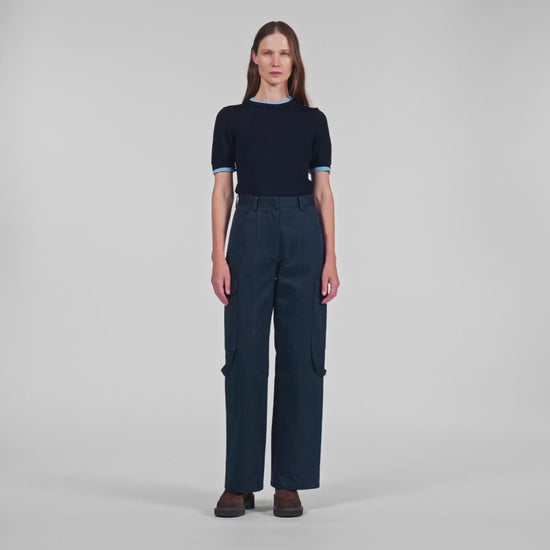 Haytham Cargo Trousers Navy Blue