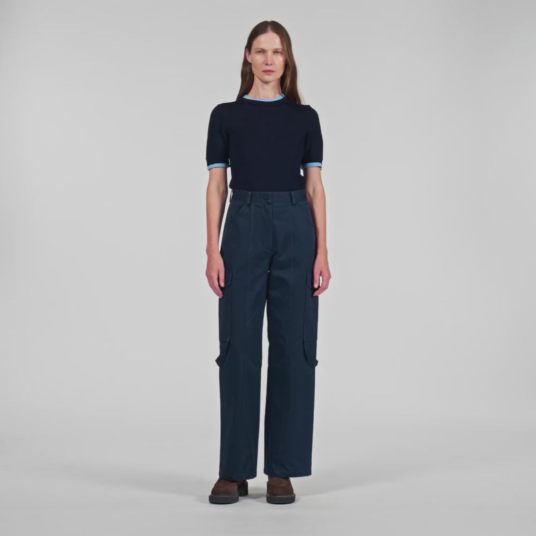 Haytham Cargo Trousers Navy Blue