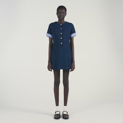 Suzie Short Pleated Dress Navy Blue