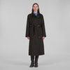 Emilien Long Wool And Leather Coat Brown
