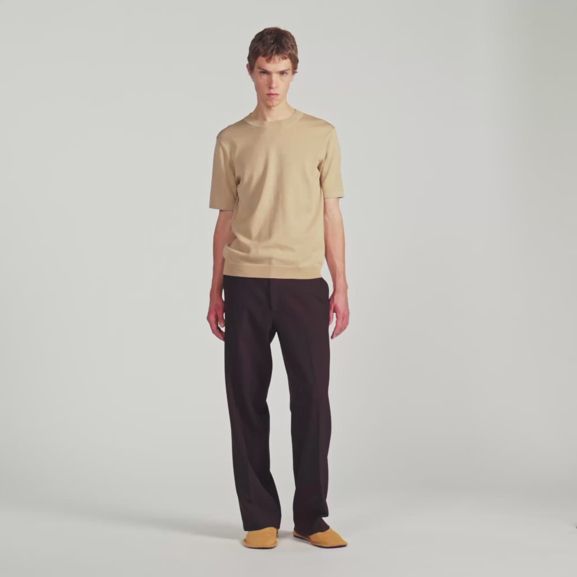 Pablo Tee Cotton Knitted T-Shirt Cappucino
