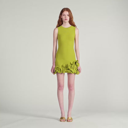 Chloe Short Floral Knit Dress Green