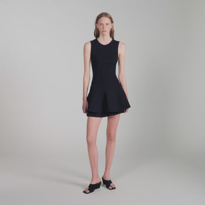 Tamara Short Knit Dress With Ruffles Black