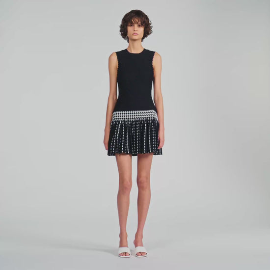 Solea Check knit short dress Black / Ecru