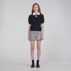 Madine Pearl Collar Cable Knit Jumper Black