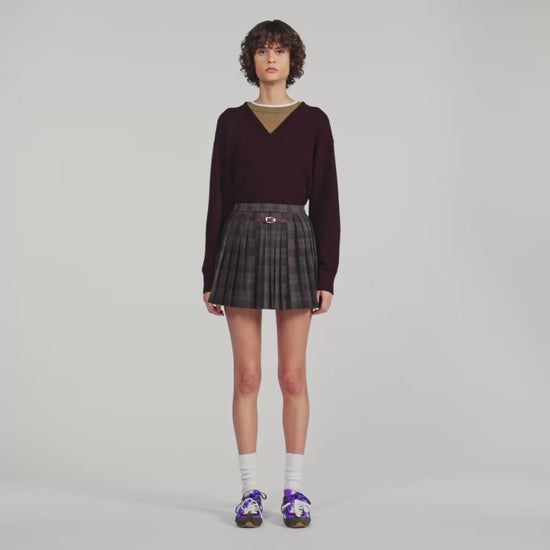 Kayla Checked pleated skirt Dark Grey