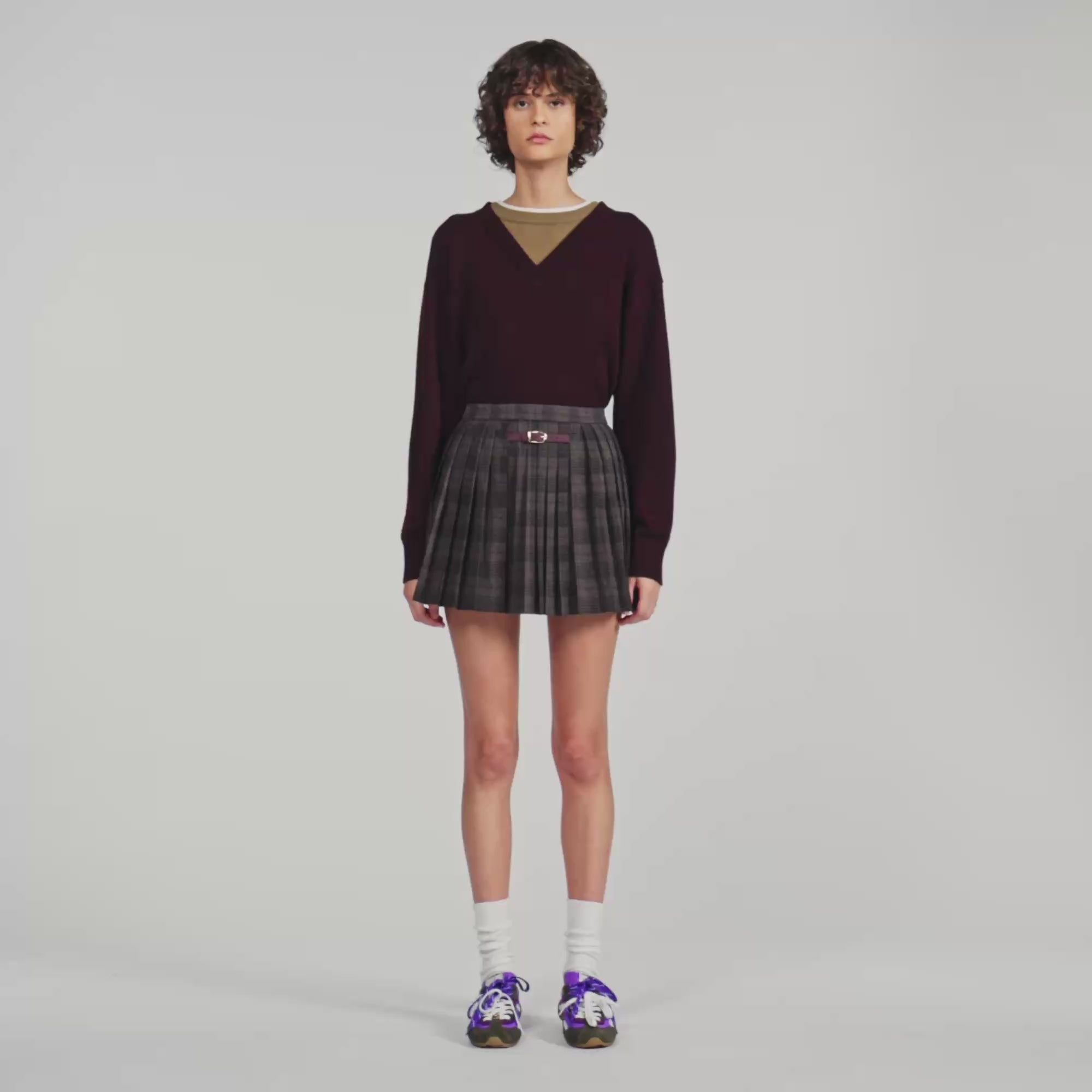 Kayla Checked pleated skirt Dark Grey