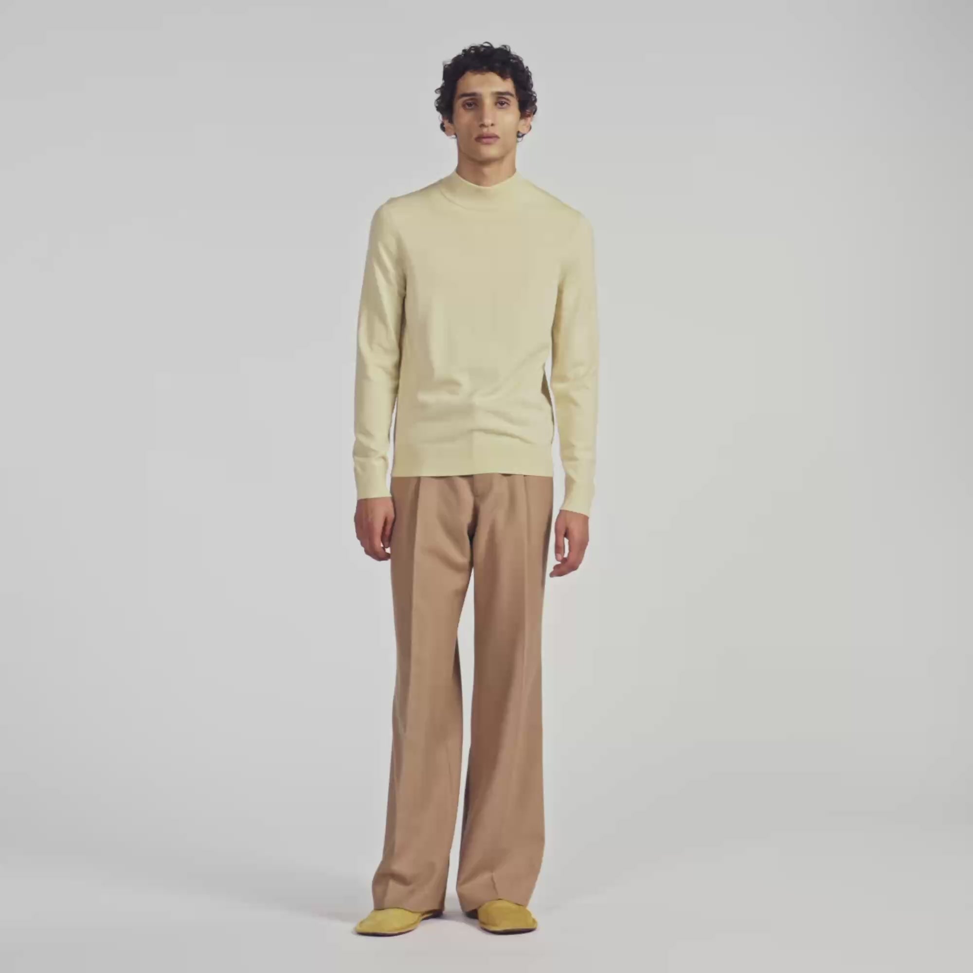 Industrial Wool jumper with standing collar Beige