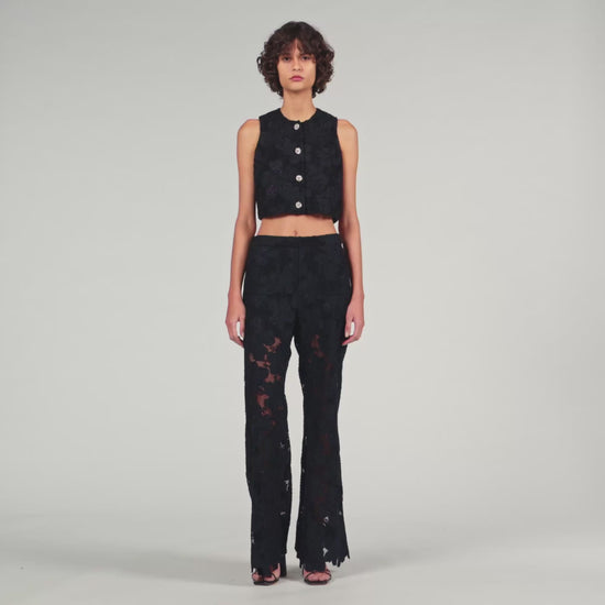 Amani Guipure Lace Trousers Black