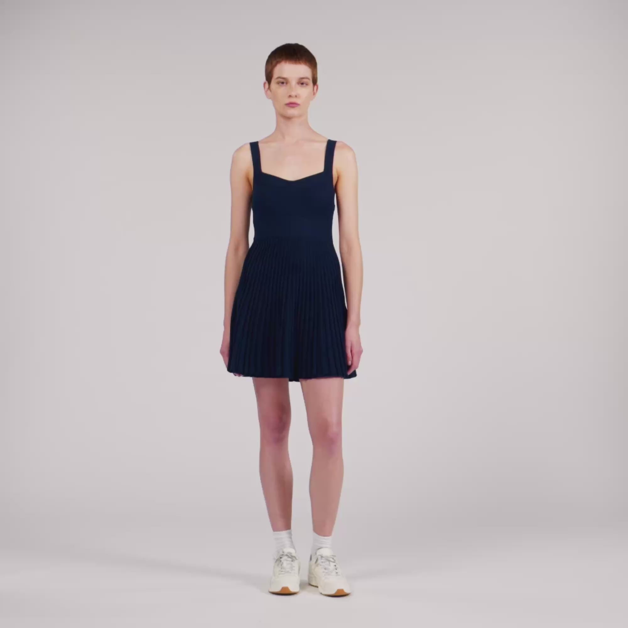 Magdaleine Short Knit Dress Navy Blue