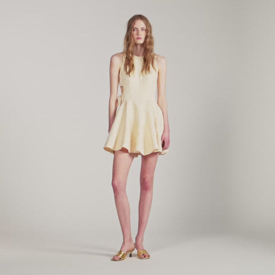 Amalena Short Floral Jacquard Dress Vanilla