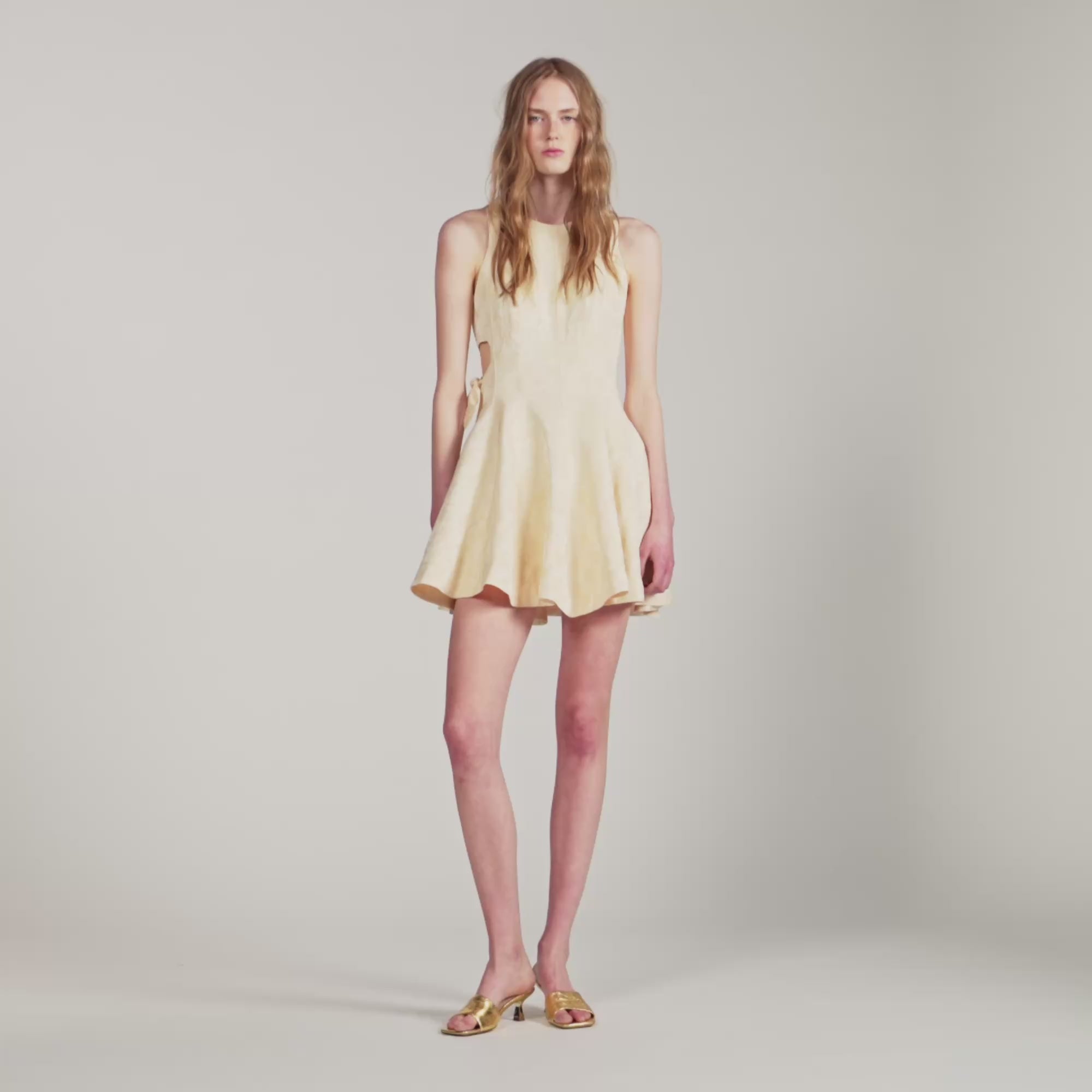 Amalena Short Floral Jacquard Dress Vanilla