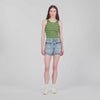 Solveig Denim shorts with leather detail Blue Jean