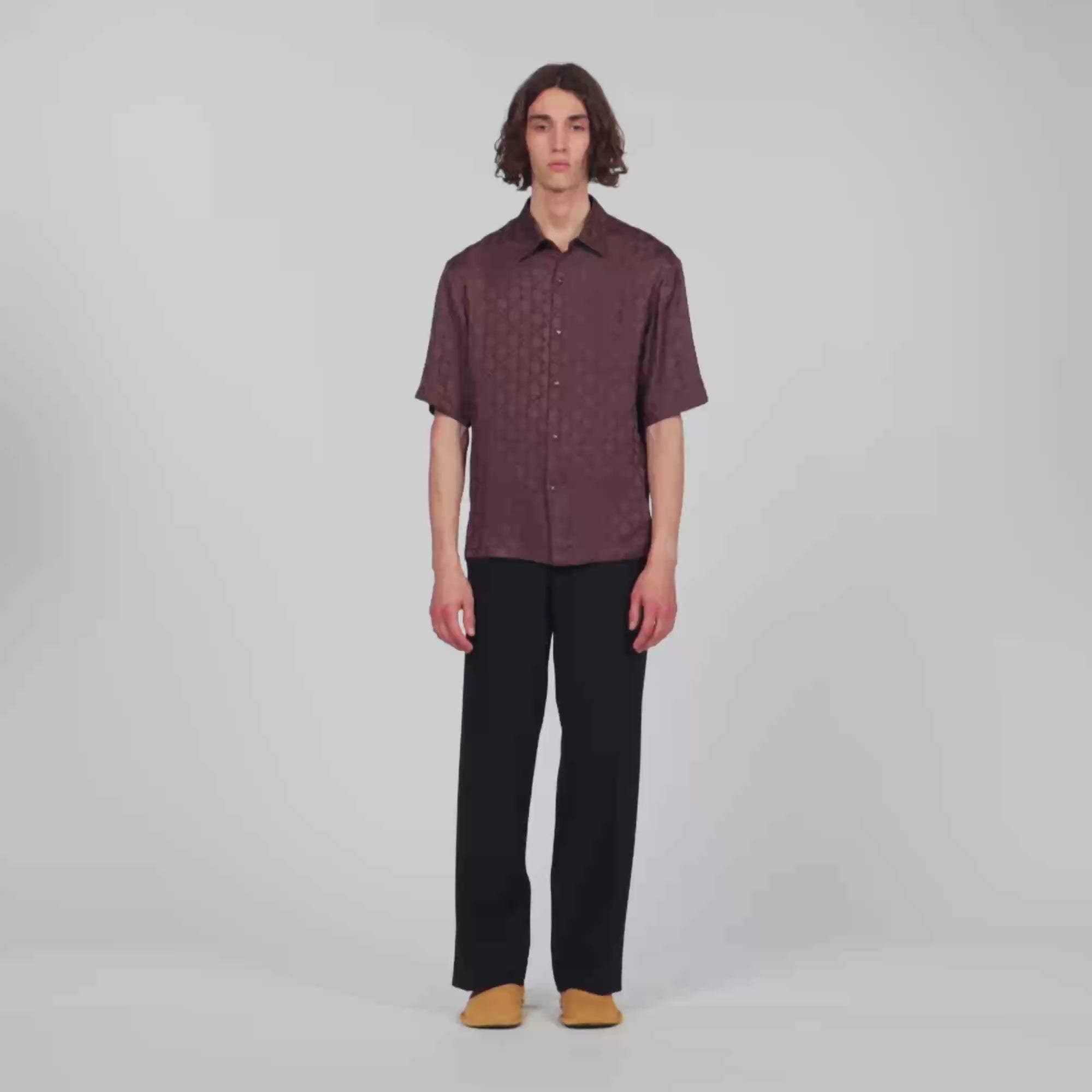 Jacquard Cross Shirt Mc Square Cross loose-fit shirt Chocolate