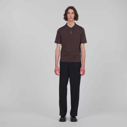 Pablo Zip Zip-up knit polo shirt Chocolate