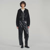 Arlo Hooded cardigan, leather details Black
