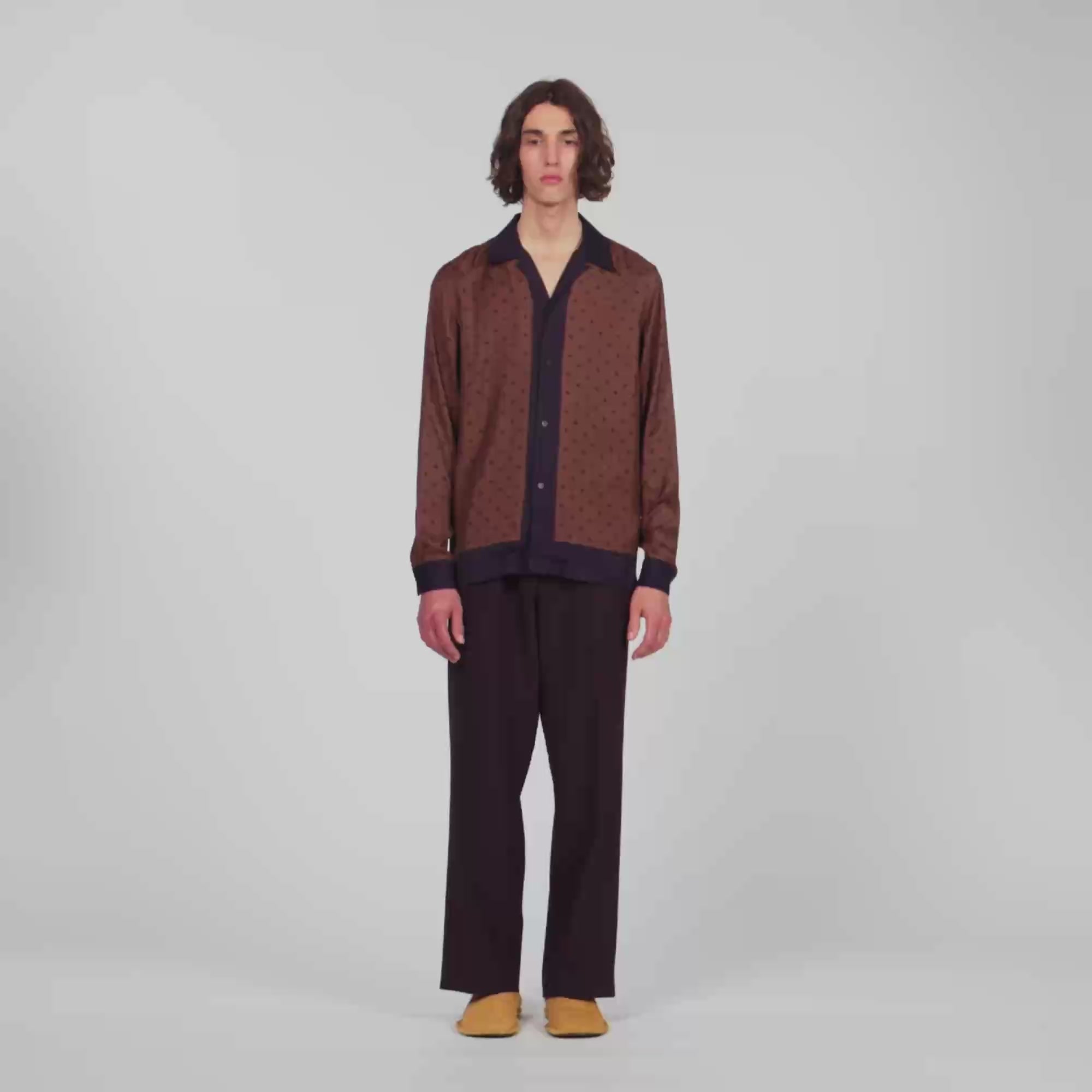 Micro Cross Ml Square Cross motif shirt Tobacco Brown