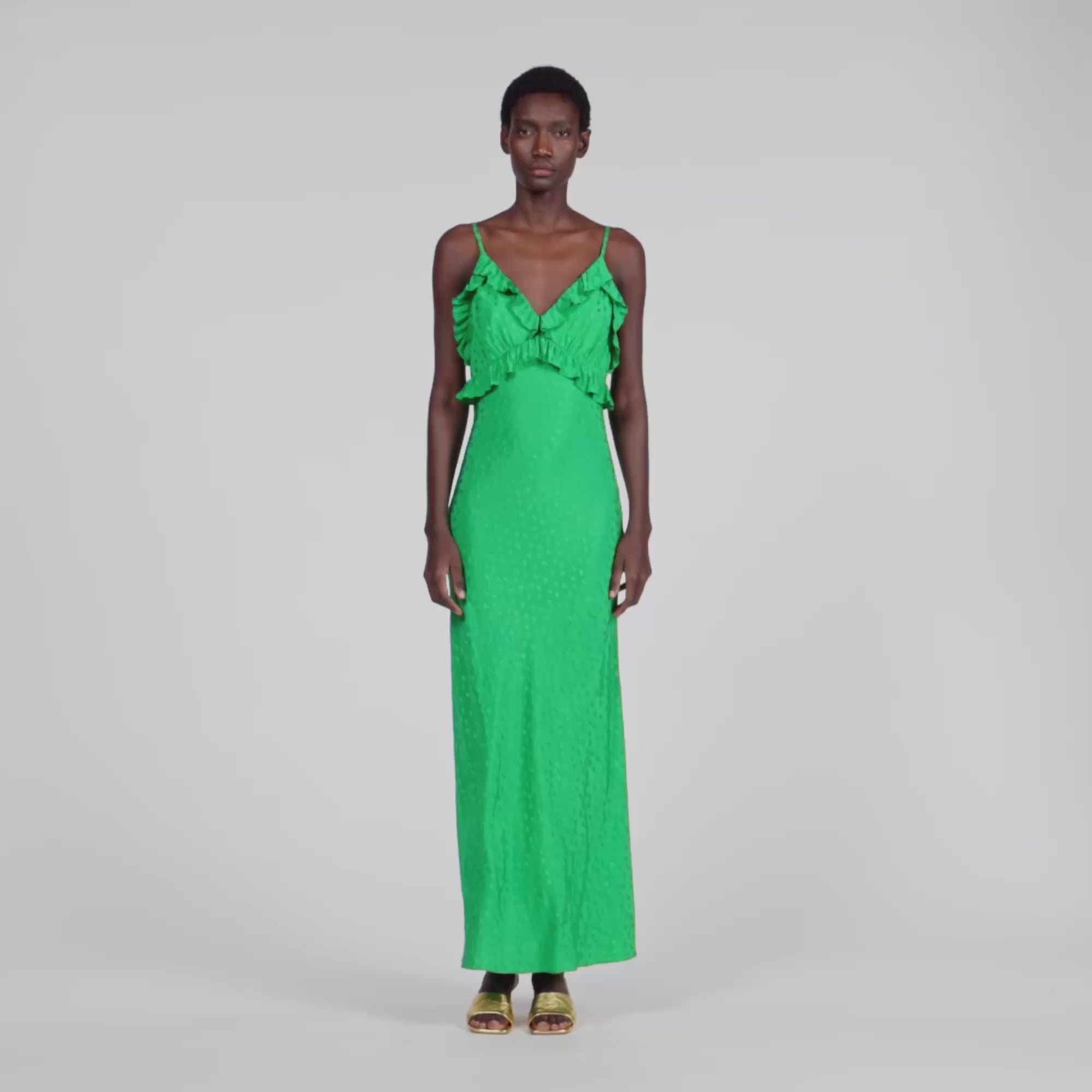 Calypsane Maxi Dress With Straps GREEN