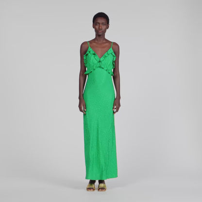 Calypsane Maxi Dress With Straps GREEN