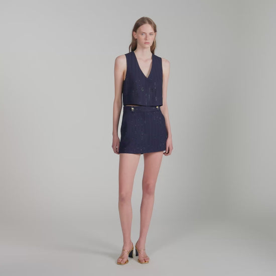 Babylone Striped sequin skort Dark Navy