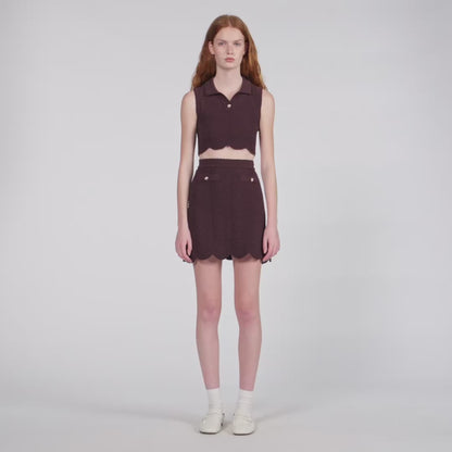 Davia Short Decorative Knit Skirt Brown
