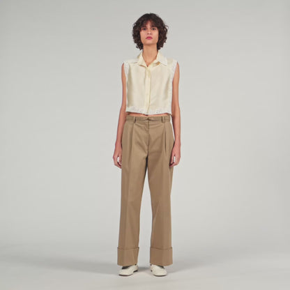 Marielle Cropped Shirt With Lace Details Ecru