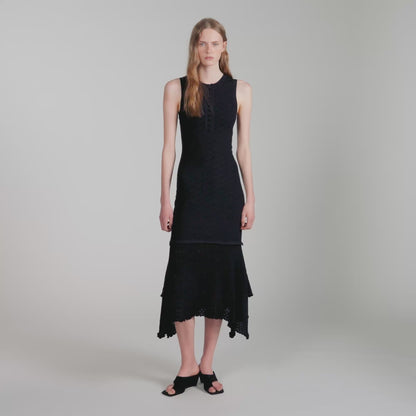 Valmaretta Fancy Pointelle Dress Black
