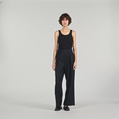 Astrale Vest Top With Rhinestones Black