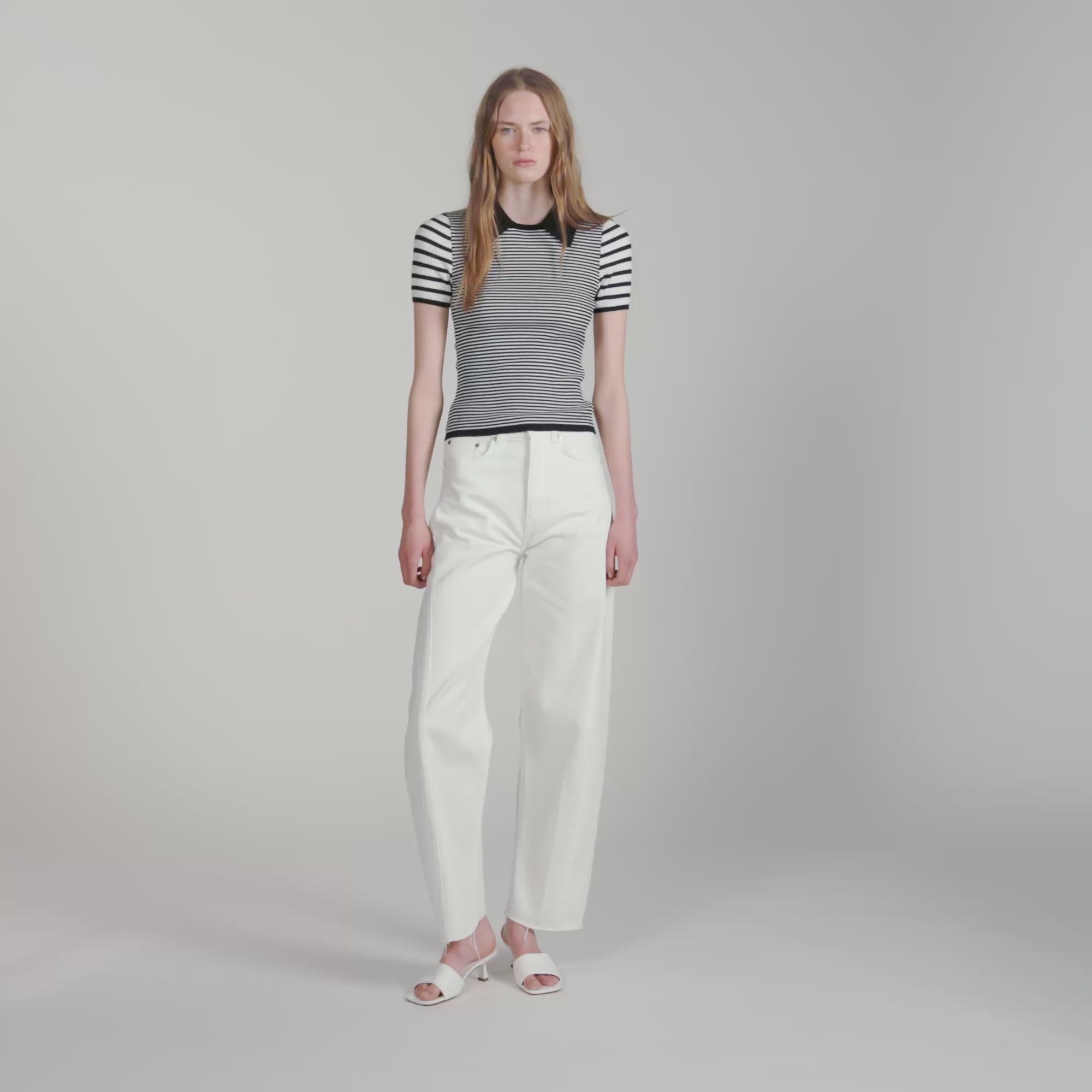 Ludo Striped Polo-Style Jumper Black / Ecru